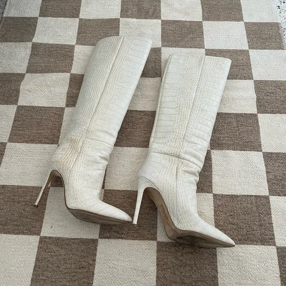 PARIS TEXAS Croc-effect leather knee-high boots size US 10/EU 40 - Picture 1 of 6
